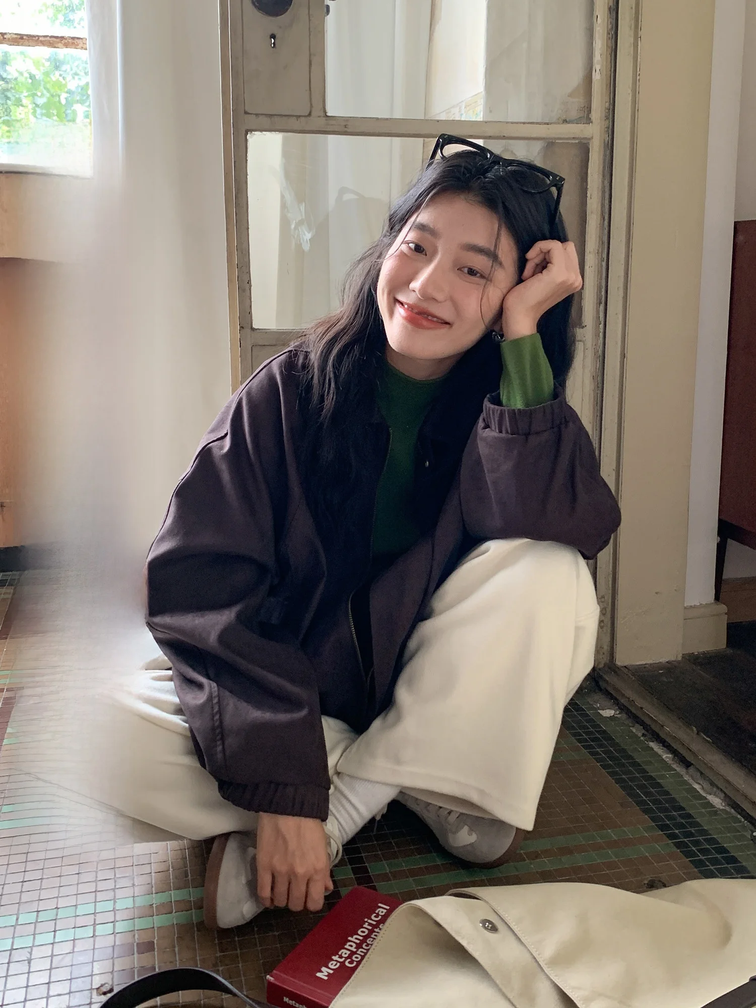 

Women's Collar Zipper Jaet Loose Fit Casual Sle Winter Outerwear Thiened ort Coat Vintage New Arrival