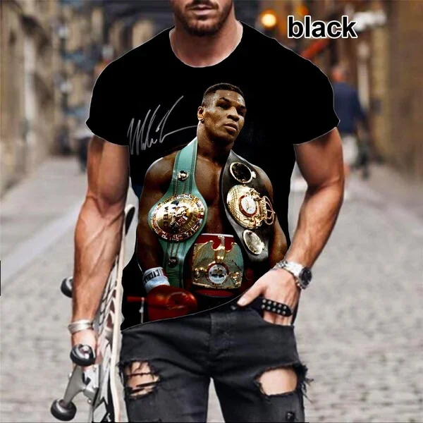 

Stylish Summer Boxing Star Mike Tyson 3D Printed Plus Size Men's T-shirt Personality Fun Casual Sports Breathable Quick Dry