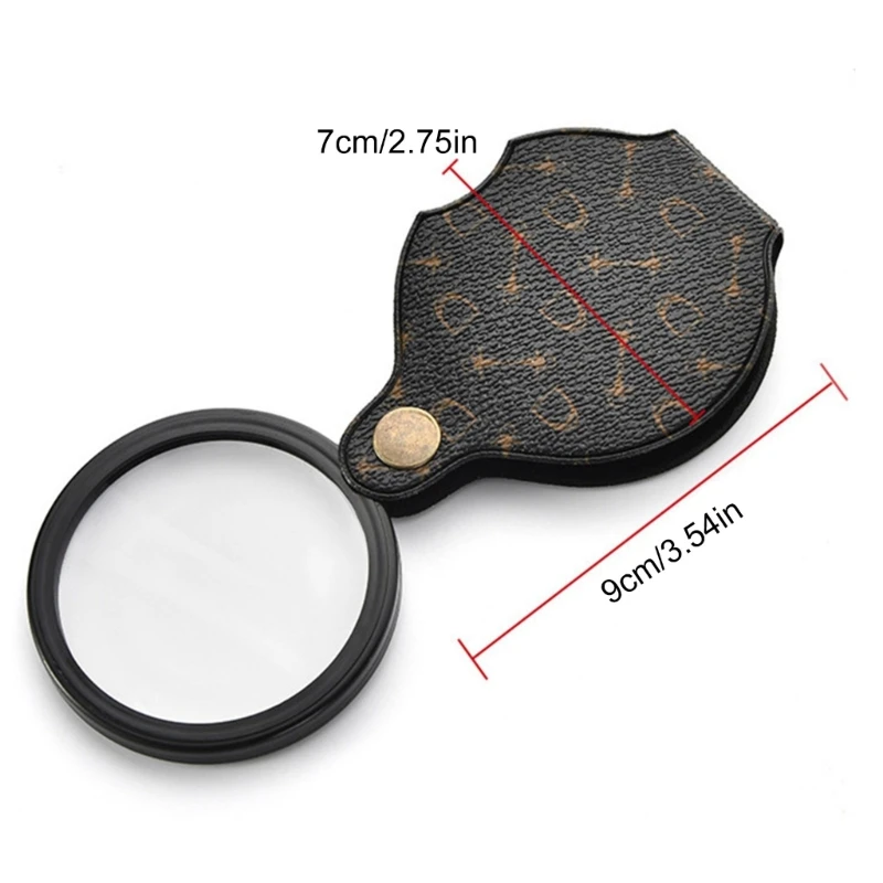 A2UD Glass 15X Folding Pocket Magnifier with Leather Protective Case Foldable Reading Glass