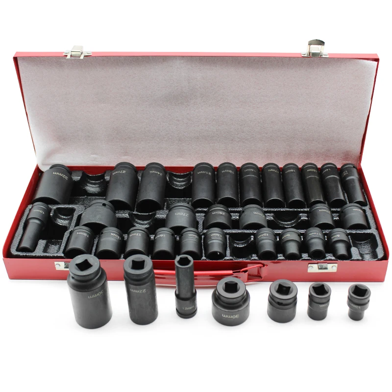 

1/2" Drive 35pcs Deep Duty Impact Sockets Tool Set Garage Wrench Head 8-32mm Car Repair Tools With Case Workshop Tools