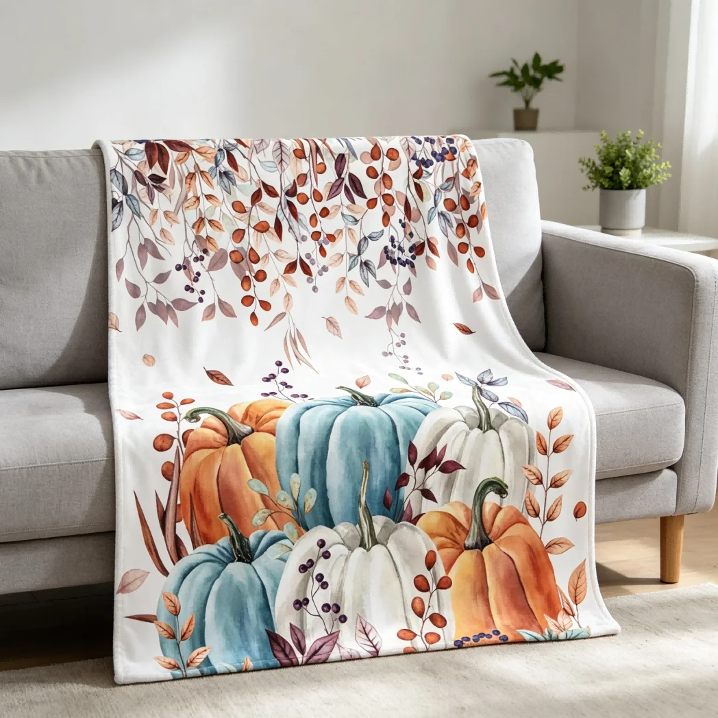 1pc Pumpkin leaves Rabbit snowman blanket gift halloween x-mas flannel Blankets girls boys festival deco gifts four season use