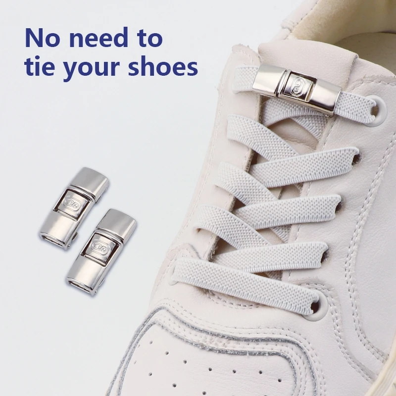 اضغط على أربطة الحذاء بإبزيم بدون أربطة أحذية بدون أربطة، رباط حذاء مرن مسطح واسع، أحذية رياضية للتنس، أربطة سهلة الاستخدام، إكسسوارات الأحذية