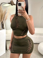 Dulzura Women 2024 Autumn Tank Tops Mini Skirts Party Club Streetwear Two Piece Matching Sets Wholesale Items For Business S3211