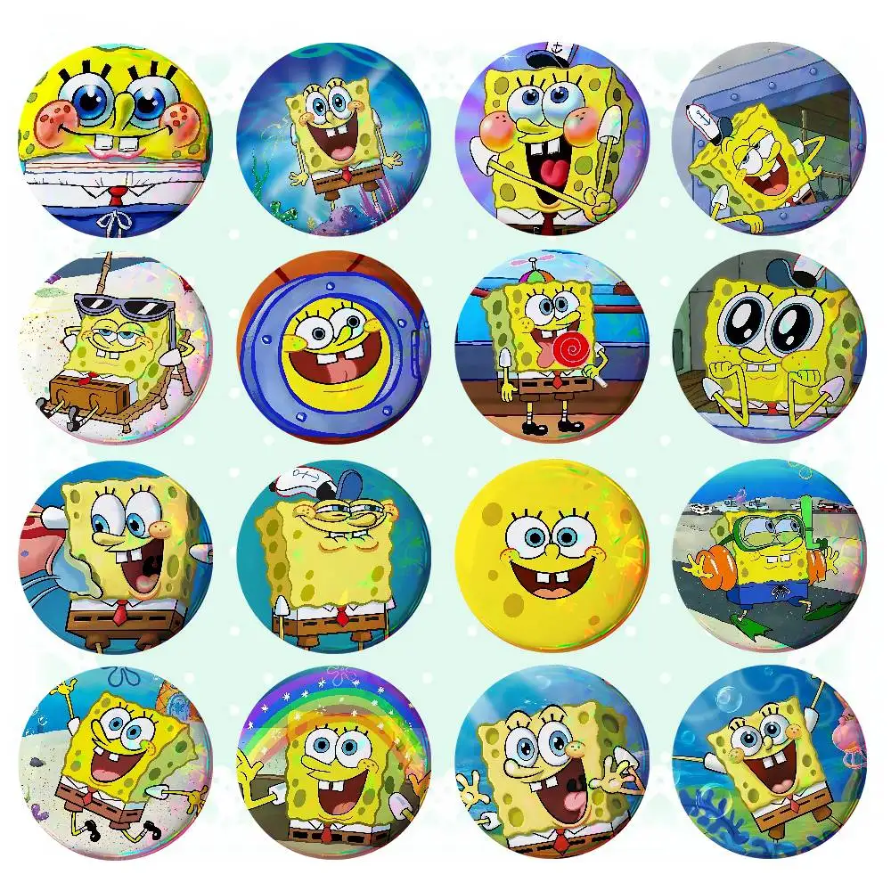 Cute S-SpongeBobs Badges Tinplate Soft Button Pin Brooch Metal Badge Custom Jewelry Accessories Hat Bag Lapel