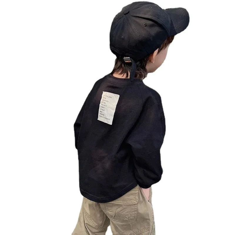 2024 Spring New Children Long Sleeve T Shirt Cotton Baby Boy Girl Solid Casual Bottoming Shirt Toddler Kids Versatile Loose Tops