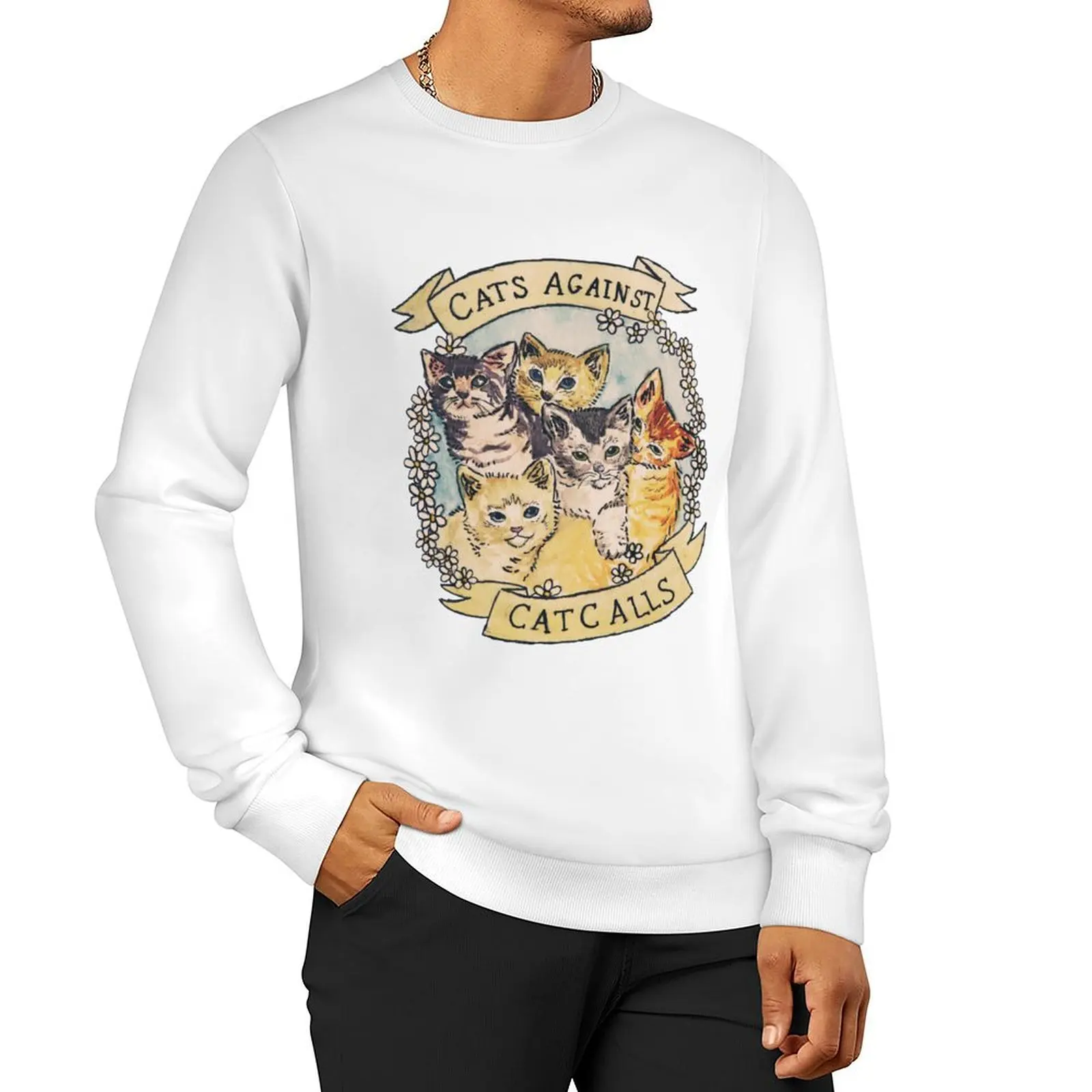 Cats Against Cat Calls ORIGINAL (SEE V2 IN MY SHOP) Sweatshirt korean autumn clothes fashion men blouse hooded sweatshirt