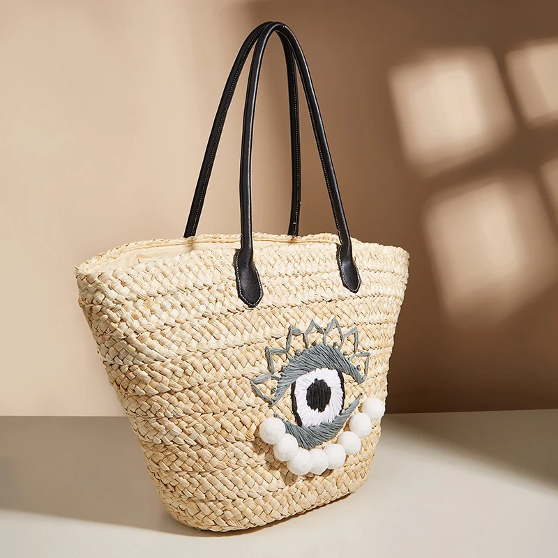 Summer Beach Bags For Women Tote Shoulder Woven Straw Braided Crochet Large Big Luxury Fashion Shopper Shopping Vintage Handbags