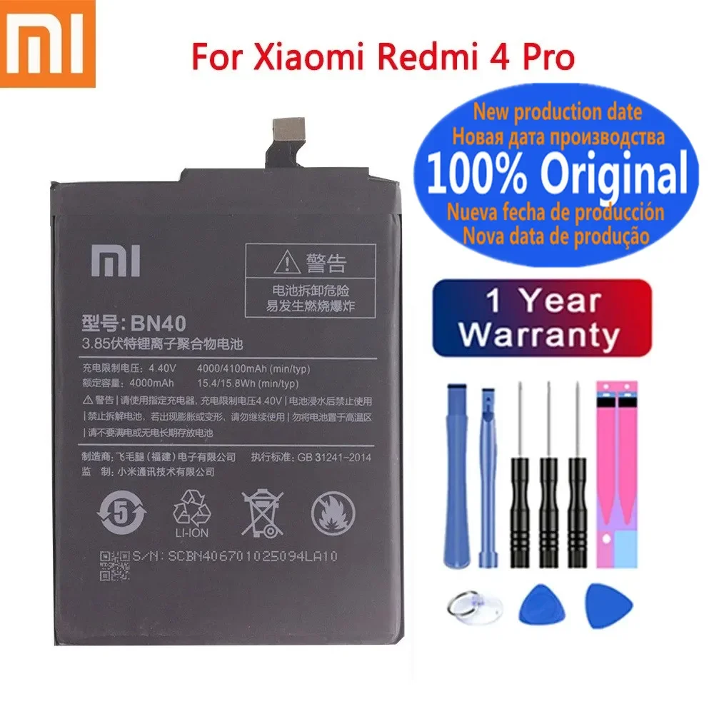 

BN40 4100mAh Original High Quality Battery For Xiaomi Redmi 4 Pro 4Pro / Prime 3G RAM 32G ROM Edition Phone Battery Bateria