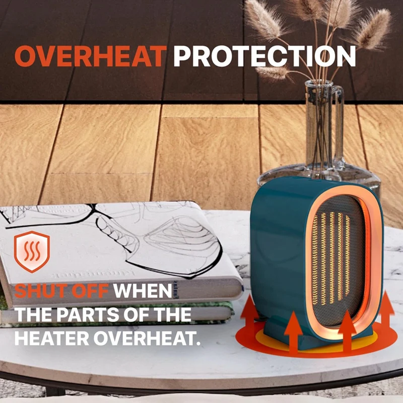 Kipas angin Portable ไฟฟ้า PTC 1200W สำหรับใช้ในบ้านสำนักงานบ้านห้องอุ่นอัจฉริยะที่ใช้งานสะดวกสำหรับห้องนอนเดสก์ท็อปปลั๊กแบบ US