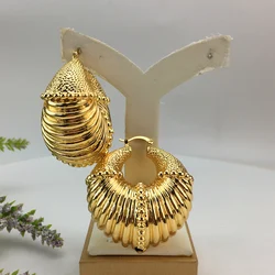 American African Nigeria Fashion Big Drop Earrings Exquisite Copper Large Style For Woman Daily Jewelry Gifts FHK16688