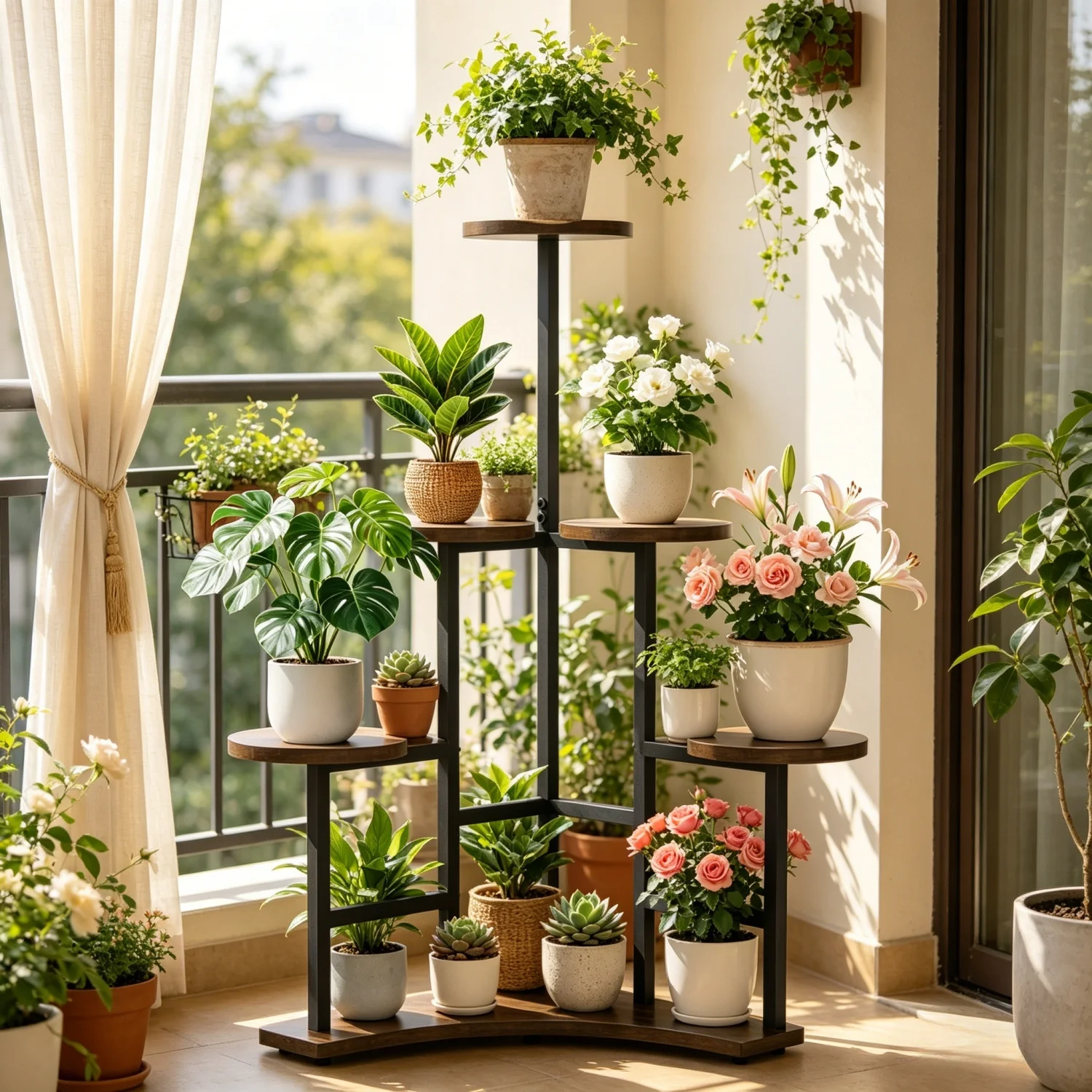 

5 Tier Corner Plant Stand Indoor Planter Display Rack Potted Flowers Organizer Stand for Living Room Balcony Patio