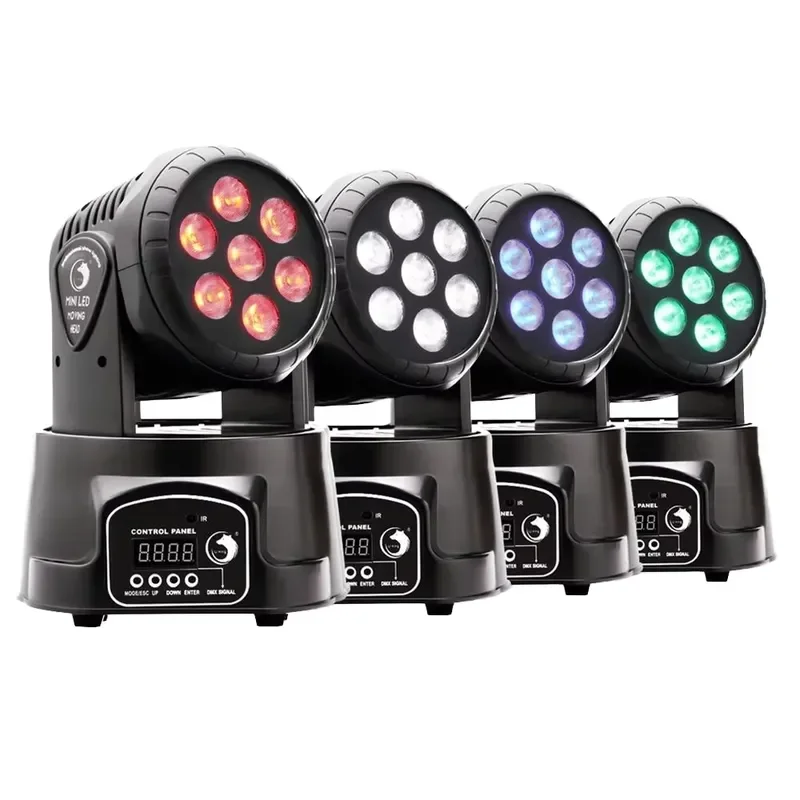 EE1 7 Pieces 10W RGB LED DJ Disco Effect Metal Moving Head Light with Remote Control DMX512 IP20 AC 100-240V