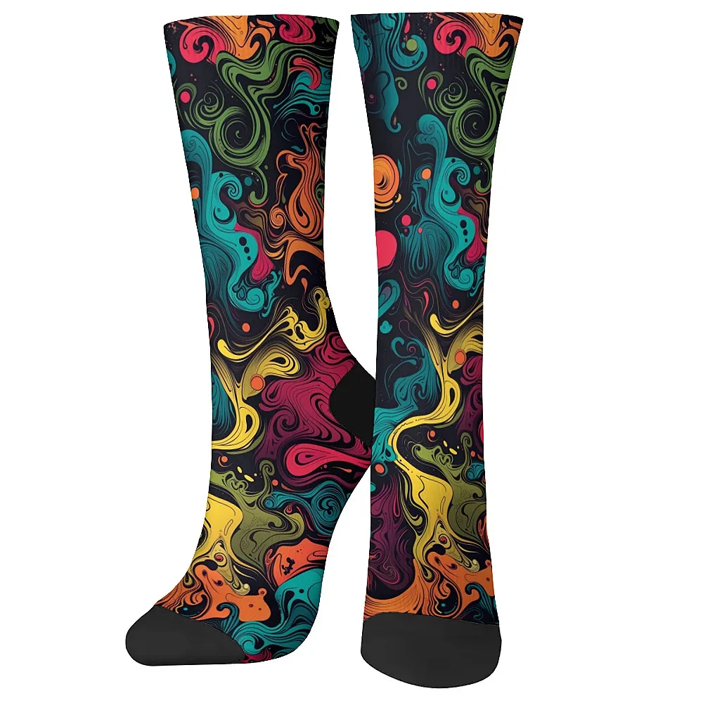 ถุงเท้าผู้ชายศิลปะย้อนยุคของเหลวนามธรรม, ถุงเท้าลูกเรือแปลกใหม่, สะดวกสบายและระบายอากาศ, กีฬาเทรนด์ลําลองฮิปฮอป, ของขวัญผู้ชาย