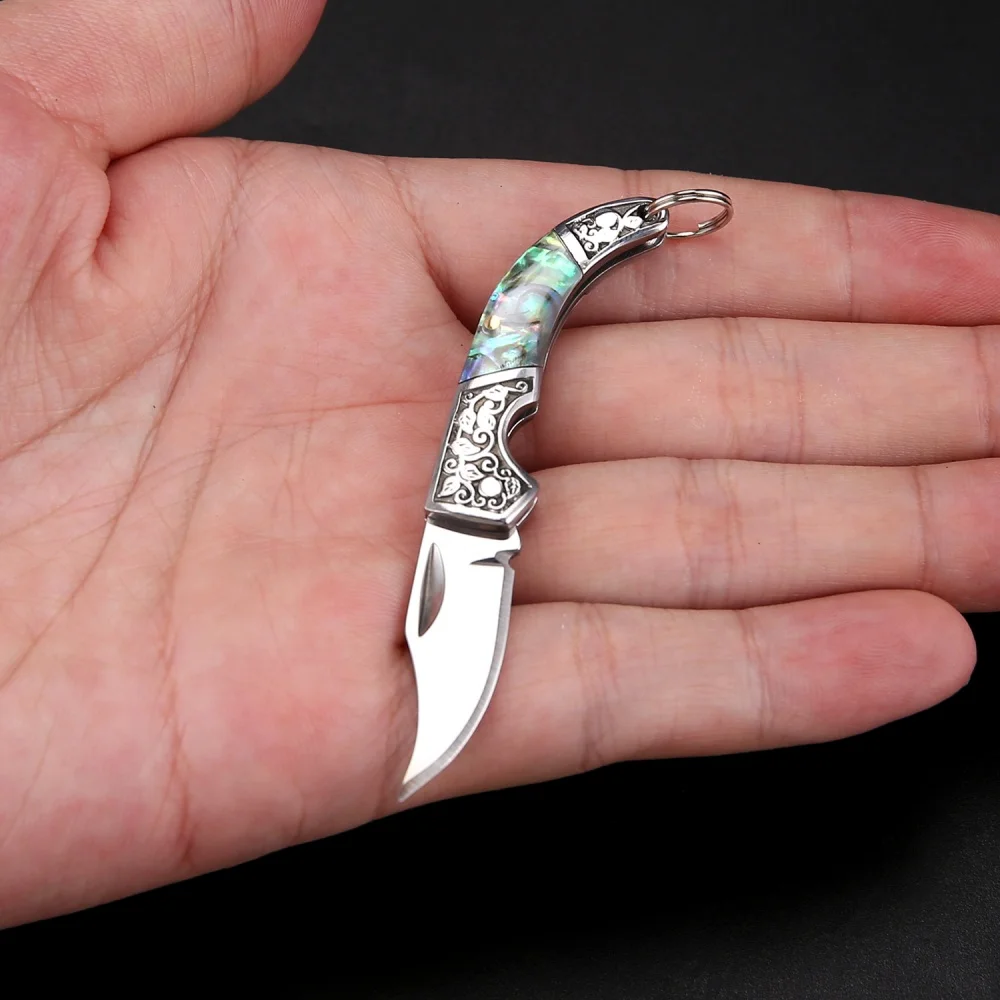 Camping Survival Knife Stainless Steel Pocket Knife Keyring Mini Folding Knife Mini For Survival Unboxing Outdoor