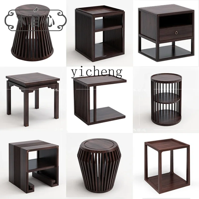ZF New Chinese Style Solid Wood Tea Table Living Room Modern Sofa Side Table Cabinet Simple Zen Conference Table