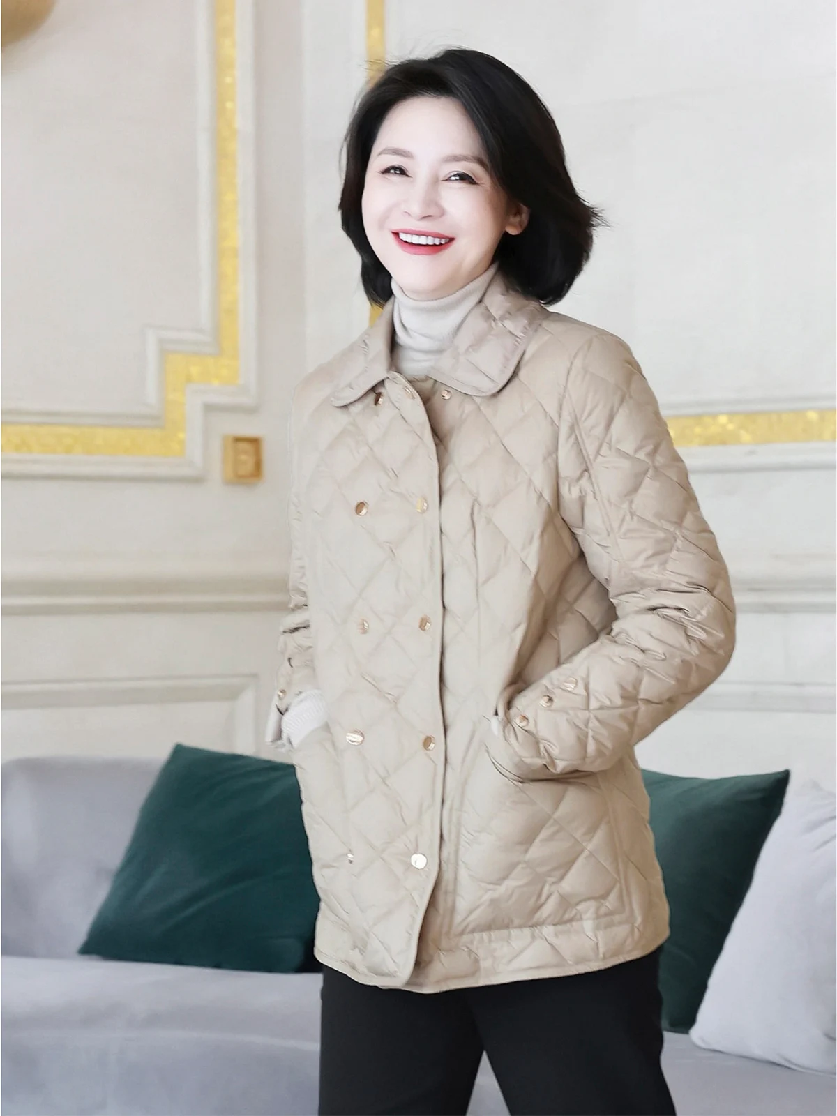 

Пуховик Downton Estate 90% из белого гусиного пуха с отложным воротником, приталенный, осенне-зимний, женский, теплый, из полиэфирного волокна