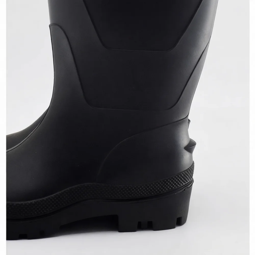 Mens High Tube PVC Rain Boots Heavy Duty Waterproof Work Shoes Anti Slip Rubber Sole Construction Safety Outdoor Footwear