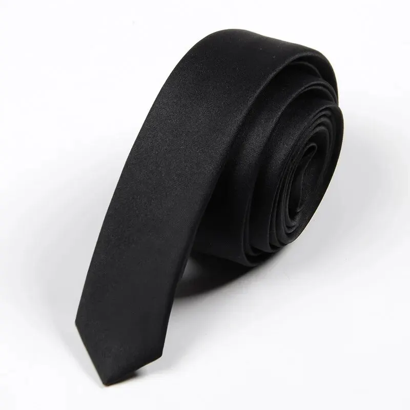 Black Narrow Tie 3cm Ultra-Narrow for Men/Women, Japanese School Style Shirt Decoration,Suitable for Funerals