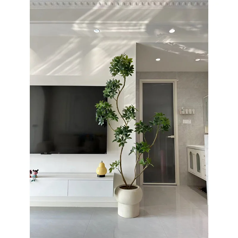 محاكاة، نباتات خضراء، داخلية، نباتات بوعاء، راقية، فاخرة خفيفة، غرفة معيشة، نباتات مزيفة