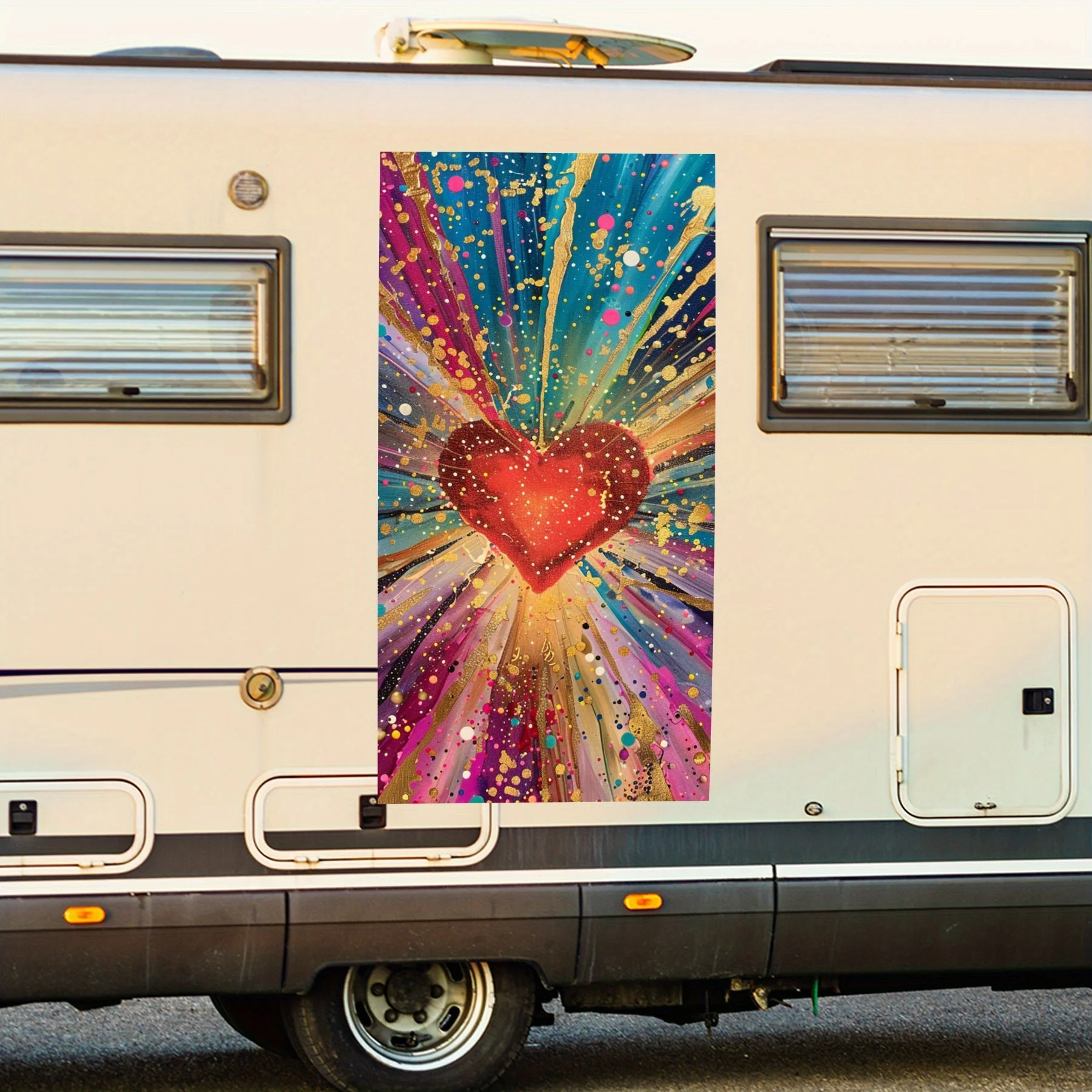 

Colorful Heart Burst Art Car Sticker,motor home Vinyl Wraps for Decoration and Protection-Waterproof Self - Adhesive Vinyl Decal