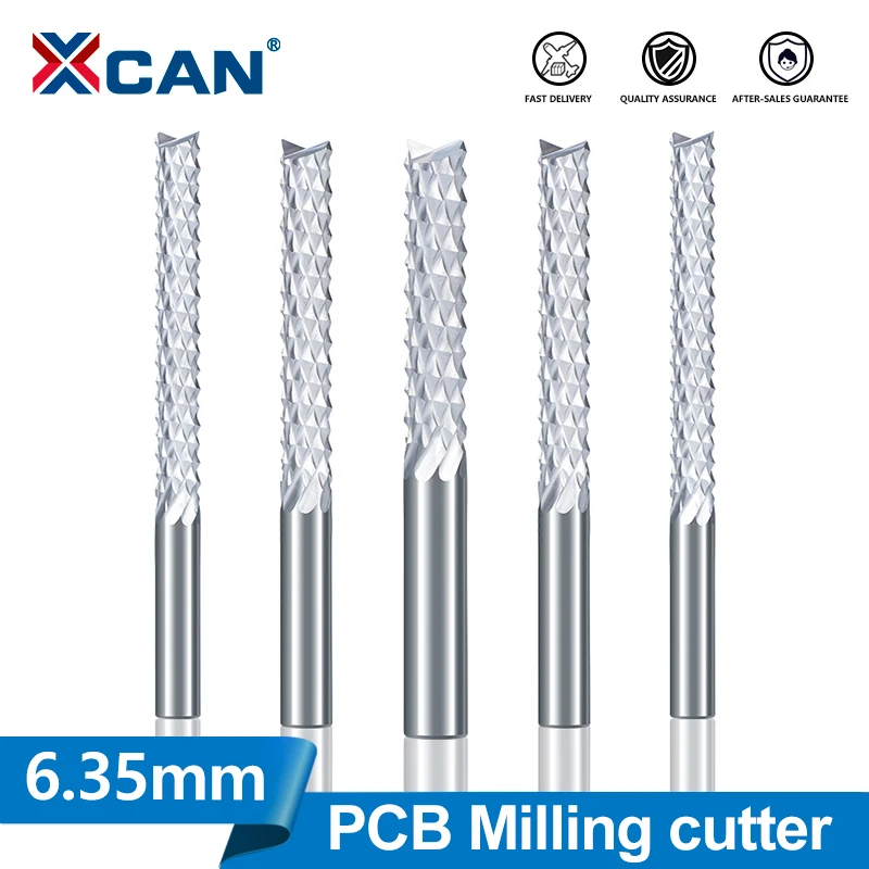 XCAN 1 Stück Maisfräser 6,35 mm Hartmetall-PCB-Schaftfräser CNC-Gravurfräser Fräswerkzeuge für Leiterplatten, Holz, Kunststoff