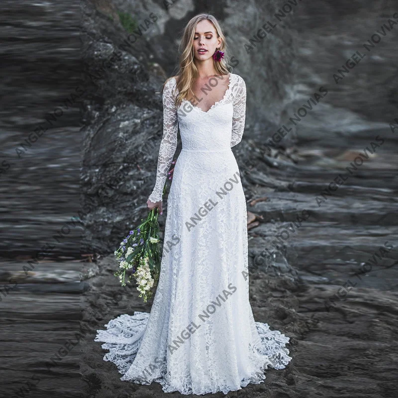 Robe De mariée longue en dentelle, dos nu, style Boho, Sexy, pour la plage, 2026