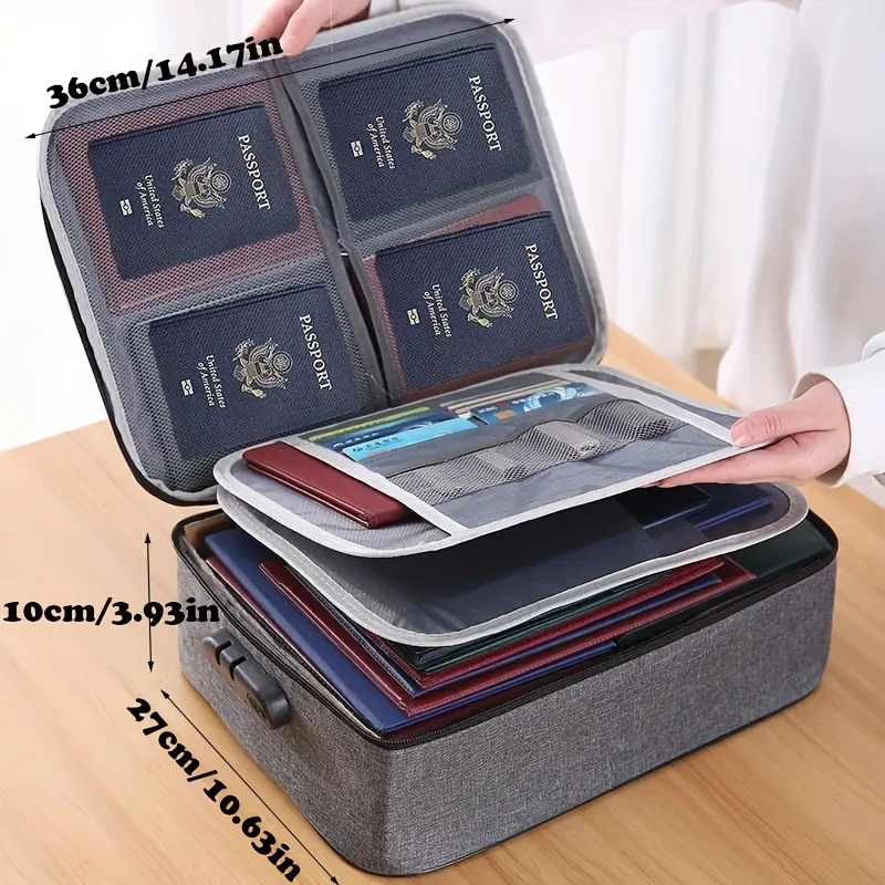 1 Piece Document Bag with Password Lock, 5-layer Document Storage Box with Waterproof Zipper, Suitable for Laptops, Documents