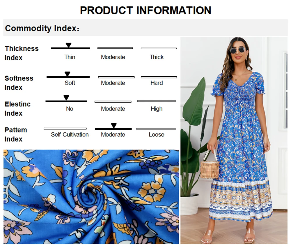 COZOK Women Summer Dresses 2023 Casual Flowy Beach Square Neck Puff Short Sleeve Smocked Back Boho Floral Long Maxi Dress