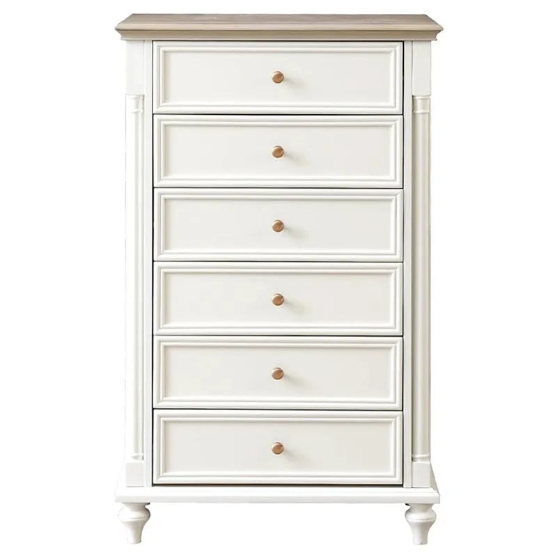 Nordic French Retro All-solid Wood Eight-bucket Cabinet Simple Cream Style Living Room Storage