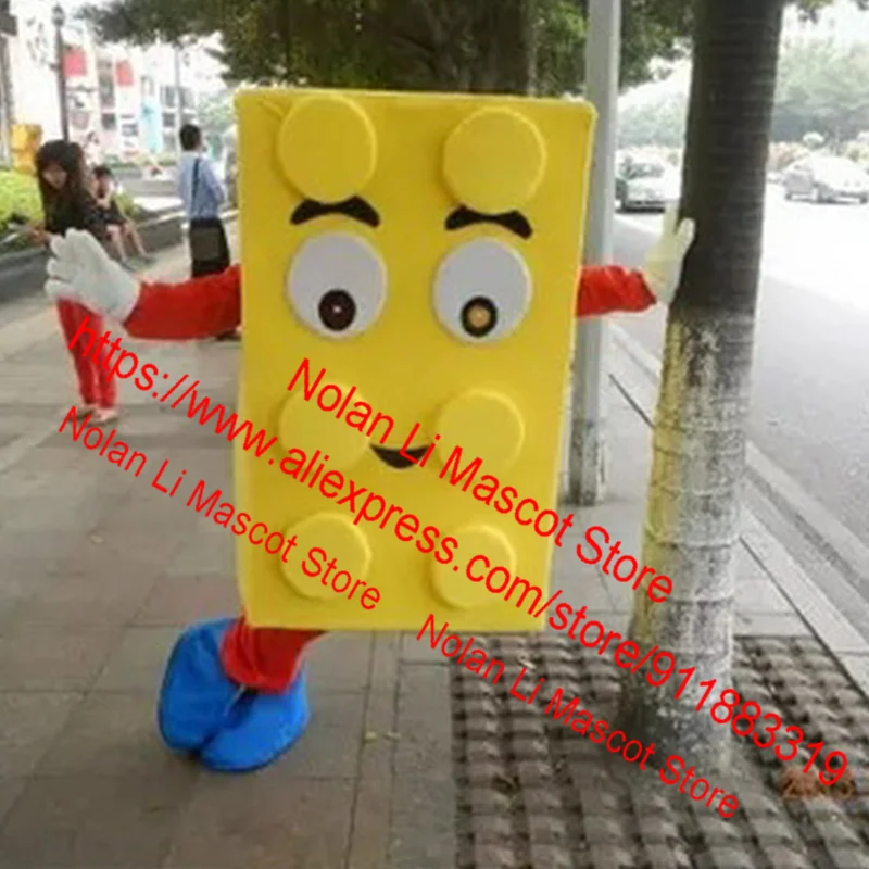 High Quality EVA Material Helmet Red Yellow Blue Building Block Mascot Costume Crayon Cartoon Set Cosplay Adult Size 953