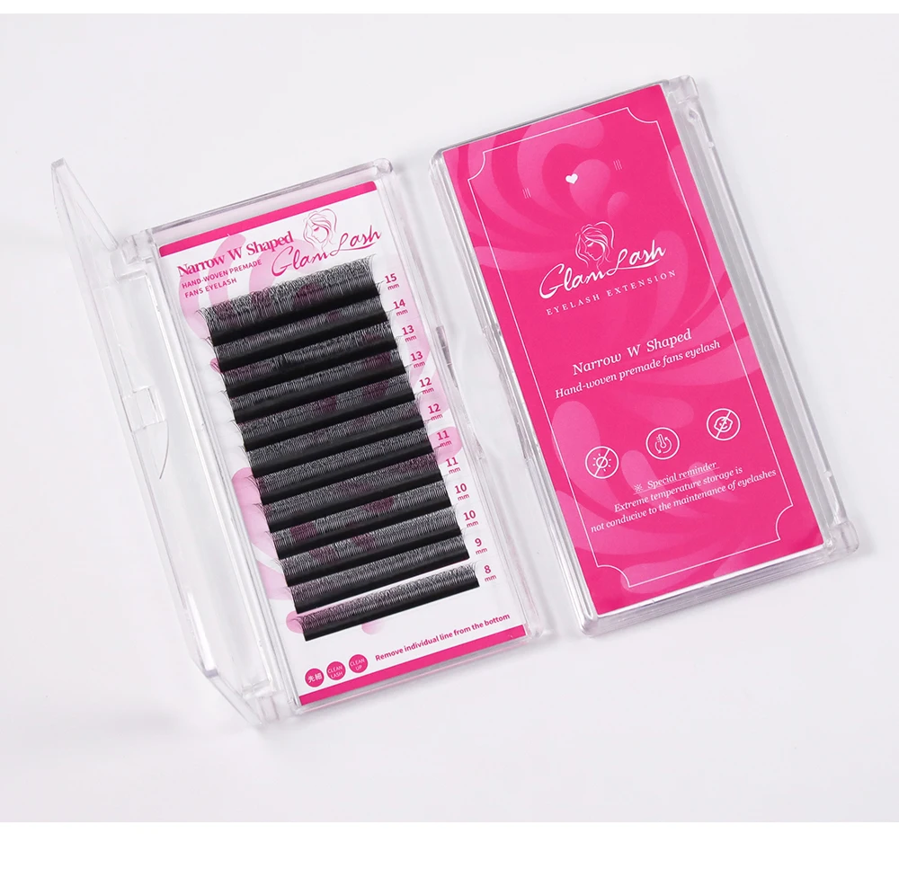 GLAMLASH Schmale 3D 4D 5D Wimpernverlängerung V-förmige Volumenfächer W-Form Wimpern BASF Natürliche Dichte Faux Mink Wimpern – Detail 8