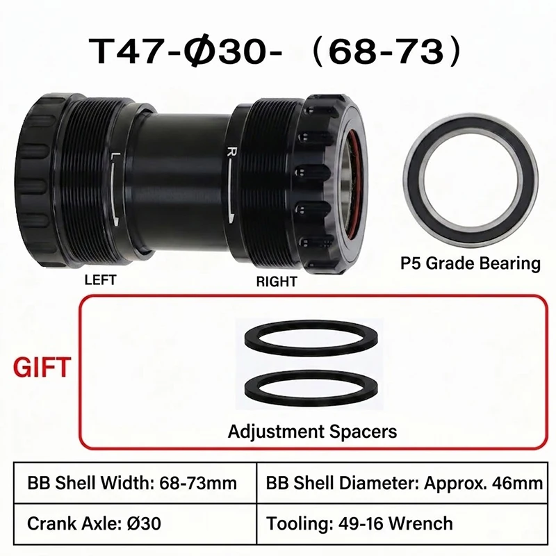 BUCKLOS T47 Fahrrad-Innenlager 68/73MM 86/92MM Keramikgewinde BSA Fahrrad-Innenlager 24mm 30mm DUB P5 T47 BB für Shimano – Detail 12