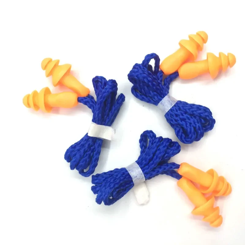 ESCAM 10Pcs Soft Silicone Corded Ear Plugs Ears Protector Reusable Hearing Protection Noise Reduction Earplugs Earmuff