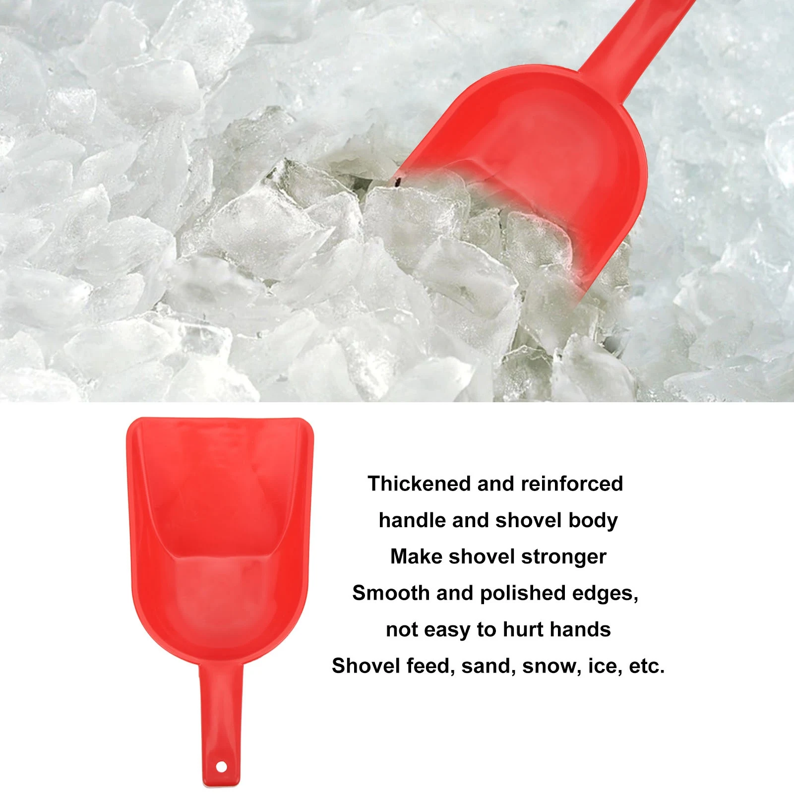 Hand Tool Mini Ice Scoop Plastic Feed Shovel Easy Clean PE Refrigerator Ice Mini Snow Scoop Handle with Hook Plastic Feed Shovel