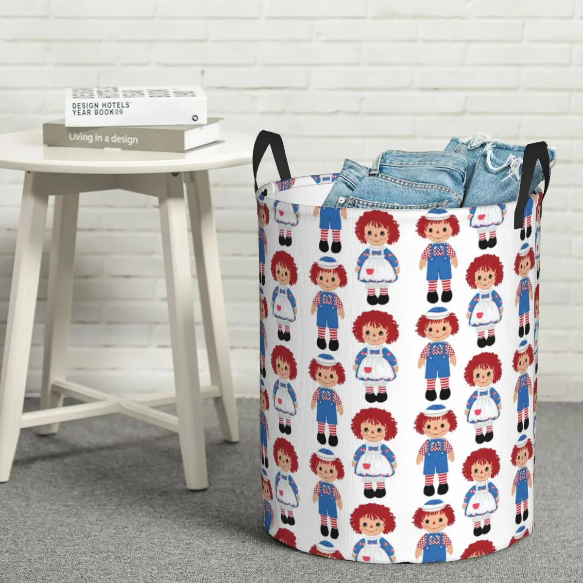 Coletor de lavanderia raggedy ann e raggedy andy as bonecas cesta de lavanderia organizador de casa cesta de lavagem do bebê organizador de casa