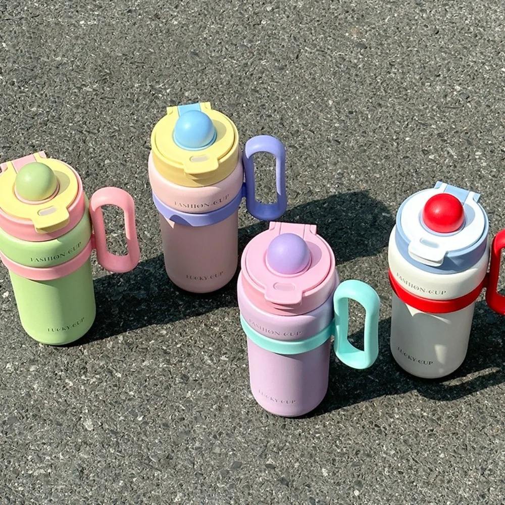 

Kawaii 900ml Double Drink Thermal Cup Stainless Steel with Lid Straw Cup Comfortable Portable Thermos Mug Keeps Cold and Heat