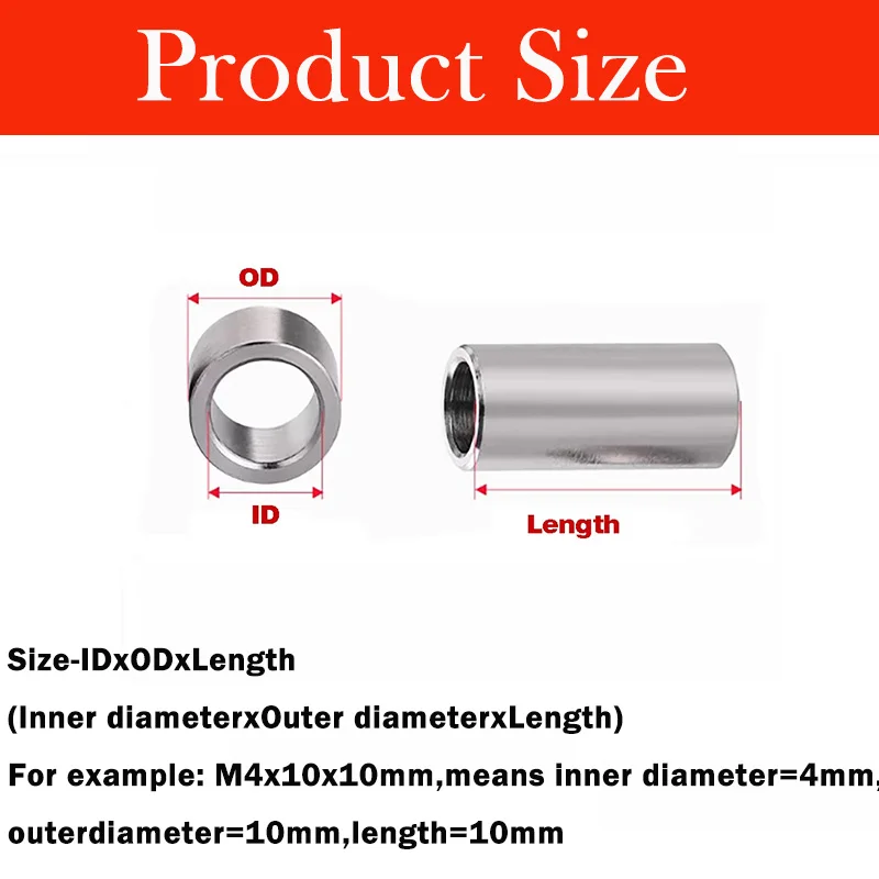 304 Stainless Steel Unthreaded Standoff Spacer Bushing Washer M2 M3 M3.5 M4 M5 M6 M7 M8 M9 M10~M14 Round Hollow Gasket Sleeve