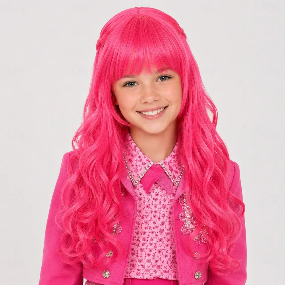 Synthetic Hair Fantasy Villain Heir Rebel Princess Descendants Wicked Wonderland Braided Long Wavy Cosplay Wig for Halloween