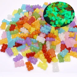 Mixed Rainbow Colorful Cute Bear Luminous Acrylic beads for Jewelry Making Necklace Diy Bracelet Earrings Bears Vertical hole