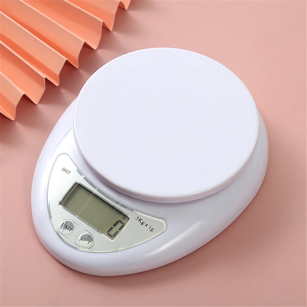 5KG/1g Digital Kitchen Scale Electronic Weighing Balance Tools Food Scale Pocket Scale Plastic White Mini Coffee Scale