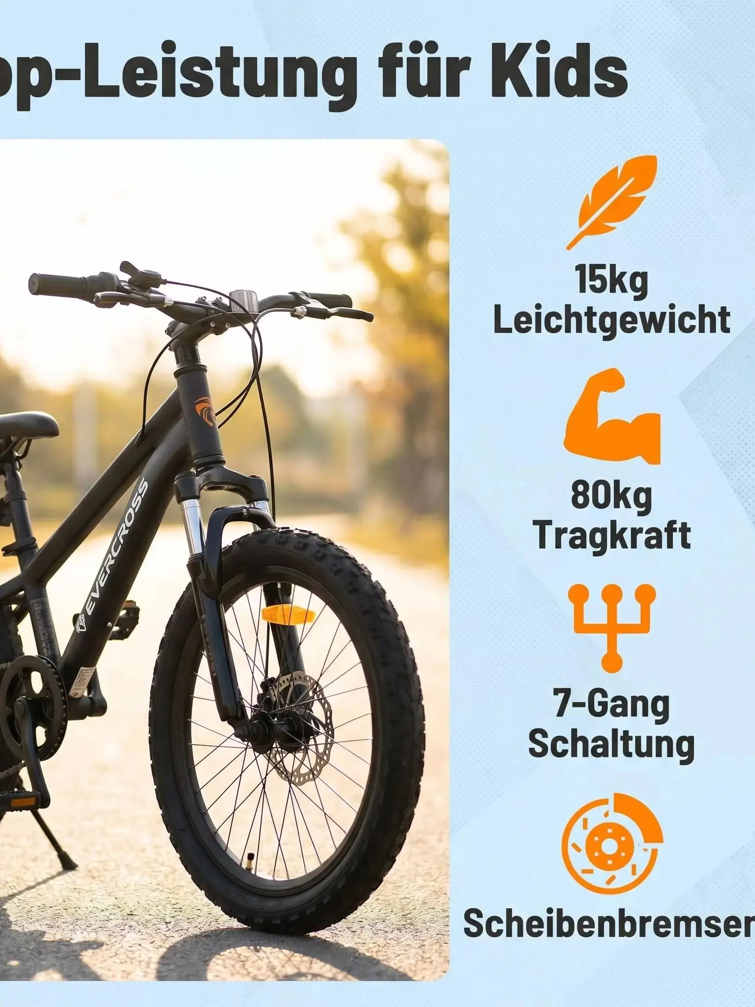 EVERCROSS TECH EM5-MTT Kinder- und Jugendfahrrad mit 7-Gang-Schaltung und Aluminiumrahmen