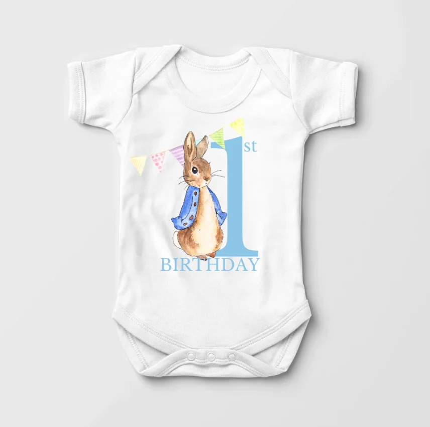 

Boys First Birthday Baby Onesie Cute Rabbit 1St Birthday Newborn Clothes Fashion Baby Boy Clothes