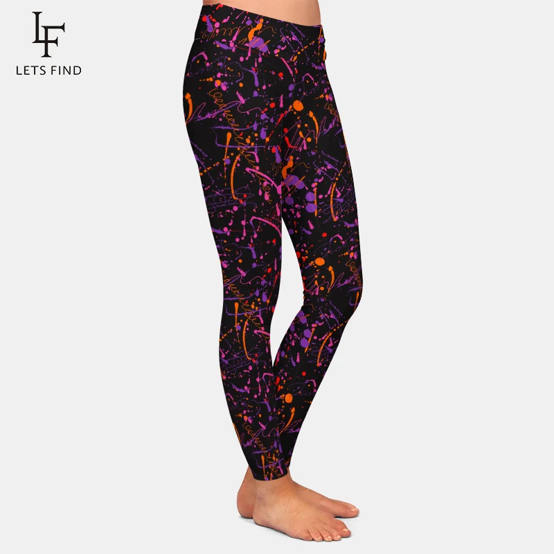 LETSFIND High Quaility New Women Fitness Trousers Legging Fashion 3D Watercolor Splatter Pattern Print High Waist Slim Leggings