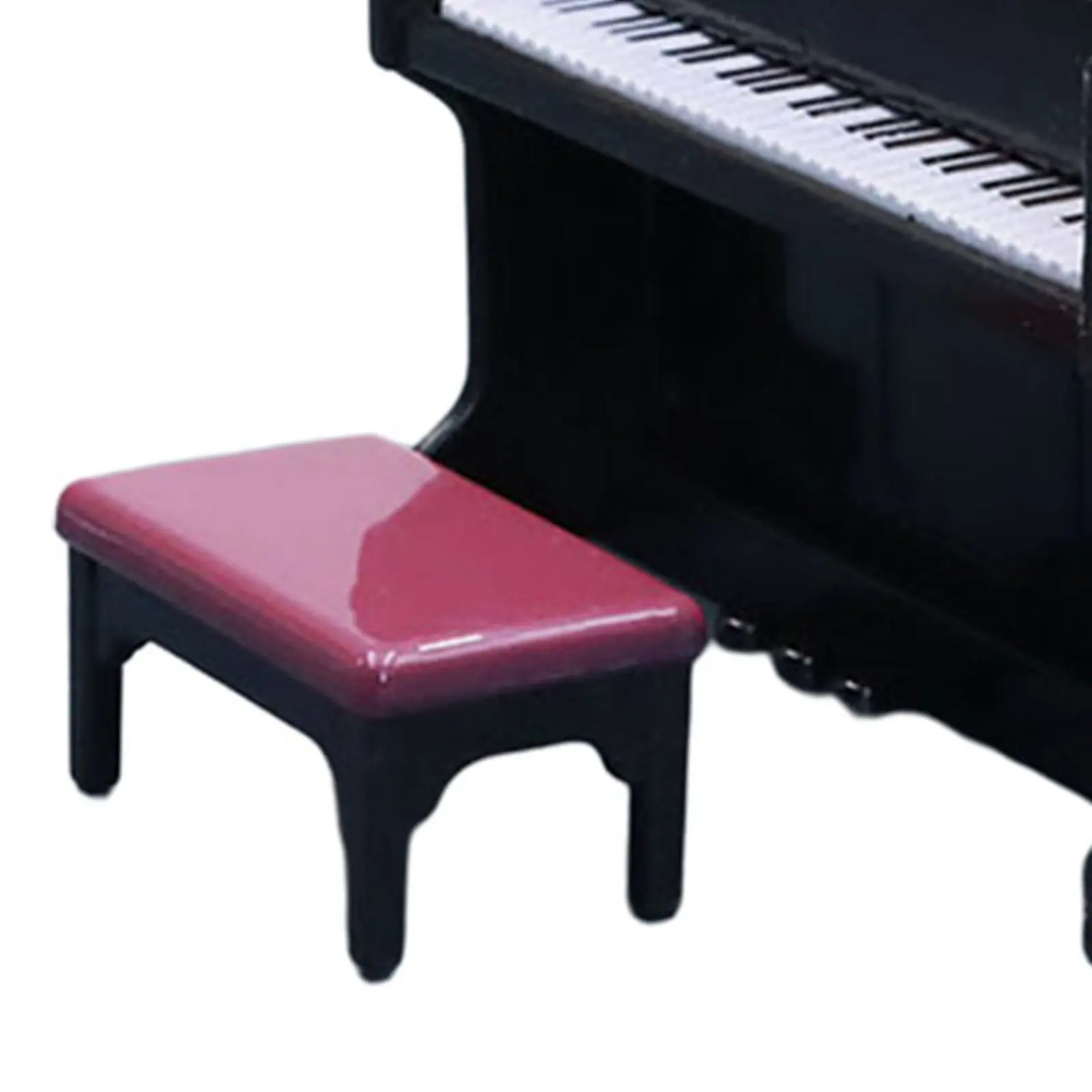 1Set Miniature Piano with Stool High Detail Decorative Mini Home Accessory for Dollhouse Furniture Micro Landscape Decoration