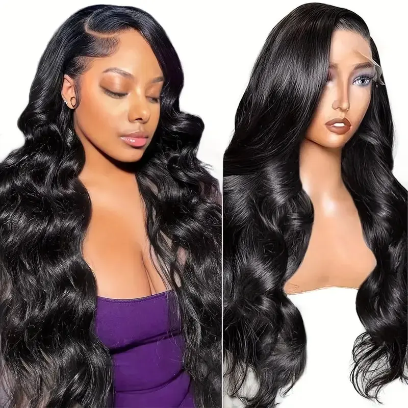 Rosabeauty HD Body Wave Nature Color 13X6 Transparent Lace Frontal Wig 150% Density Front Human Hair Glueless Wig