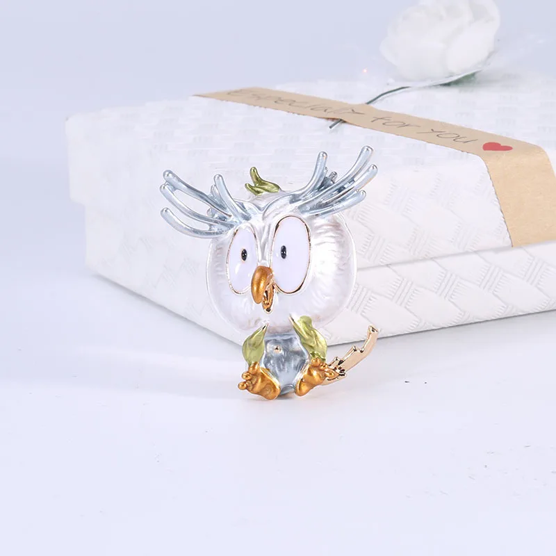 CINDY XIANG 4 Colors Available Enamel Owl Brooches For Women Cute Animal Brooch Pin