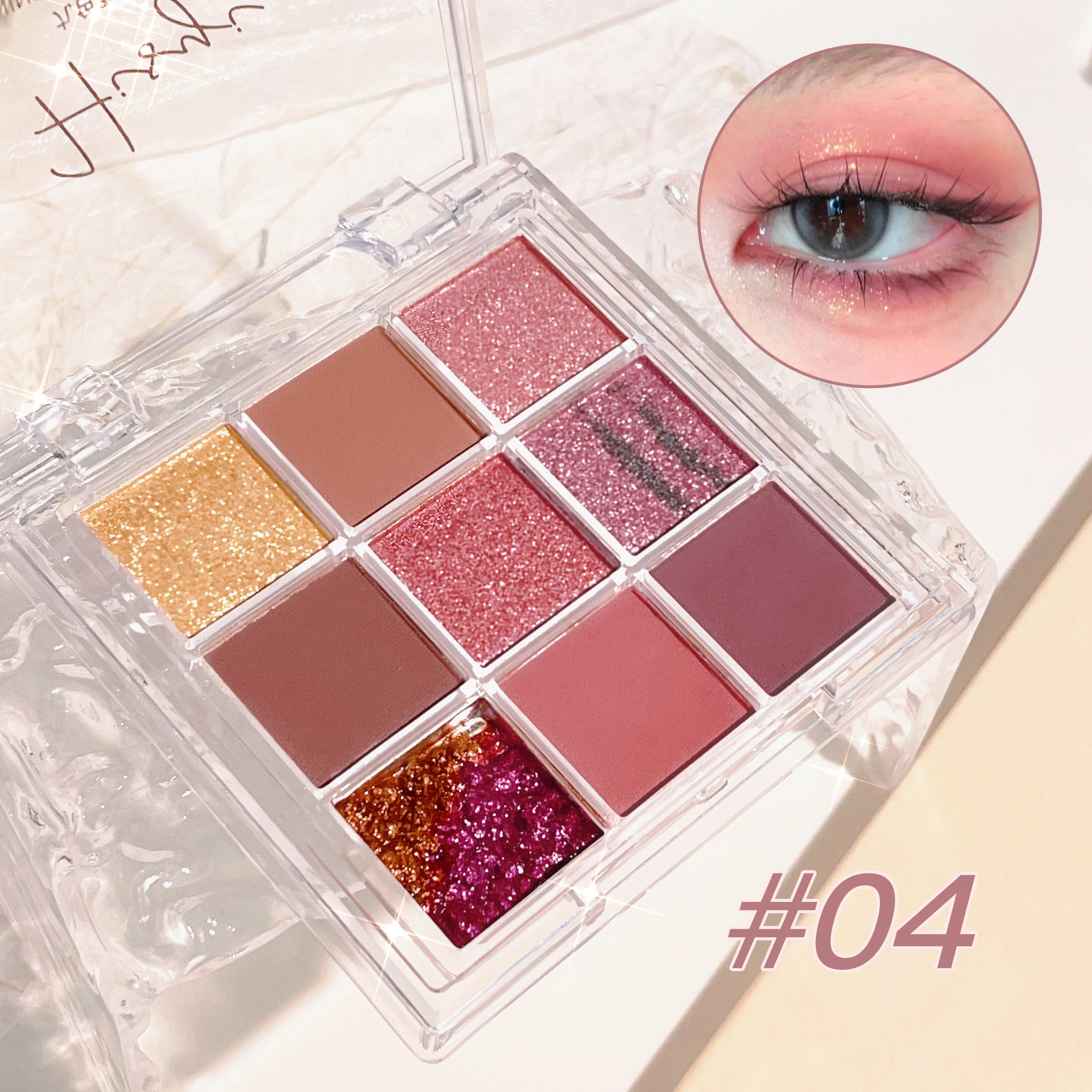 Nine Color Eye Shadow Plate, Non Flying Powder, Glitter Powder, Lasting Makeup, Daily Makeup