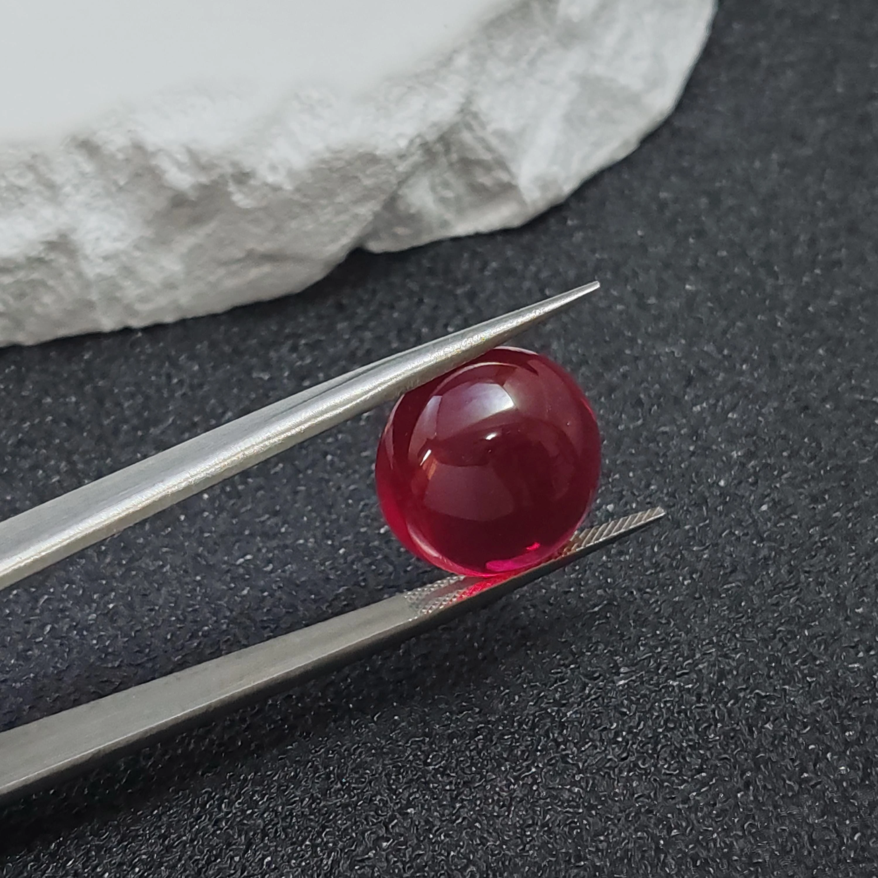 Ruby Cabochon Smooth Polished Surface Round Shape Blood-red 5# Corundum Flat Back Multiple Sizes to Choose