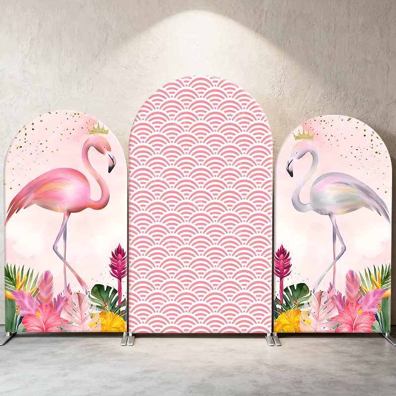 

Flamingo Pink Tropical Arch Backdrop Cover Floral Party Decor for Birthday Wedding BabyShower Photo Booth Props Event Decoration