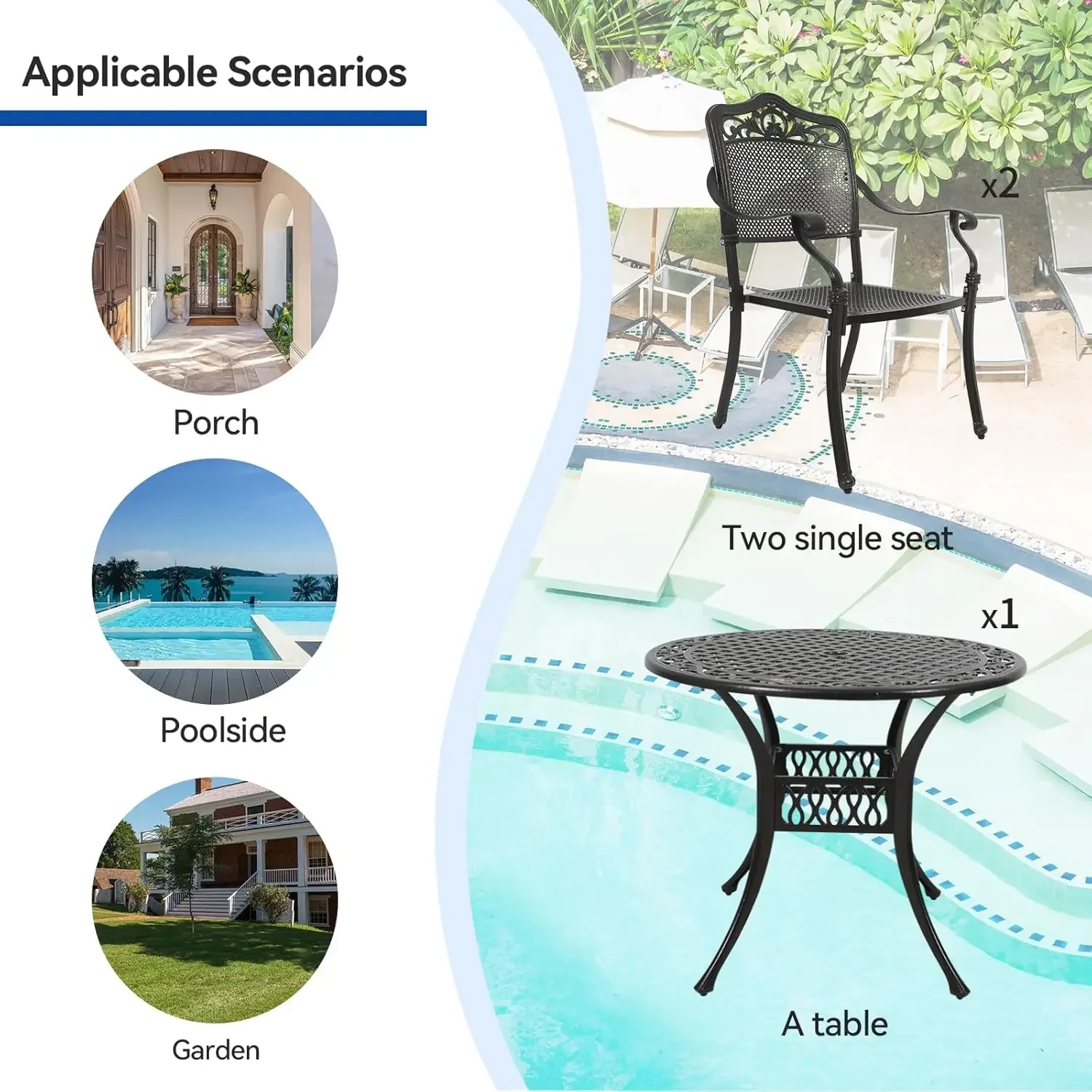 [Best Seller!]5 Piece Outdoor Patio Bistro Set,35" Bistro Dining Table and 4 Backyard Garden Chairs, Furniture Set for Kitchen,